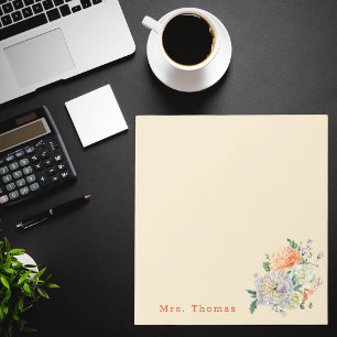 Bloco De Notas Apreciação do Professor Floral Bonito Na moda mode