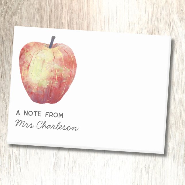 Bloco De Notas Apreciação Personalizada do Professor Apple (Fun watercolor apple personalized teacher appreciation post it notes)