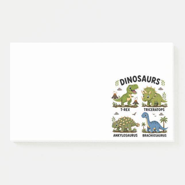 Bloco De Notas Aprendizado de Espécies de Dinossauros para Crianç (Frente)