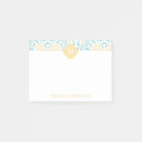 Aqua e Damasco Floral Amarelo