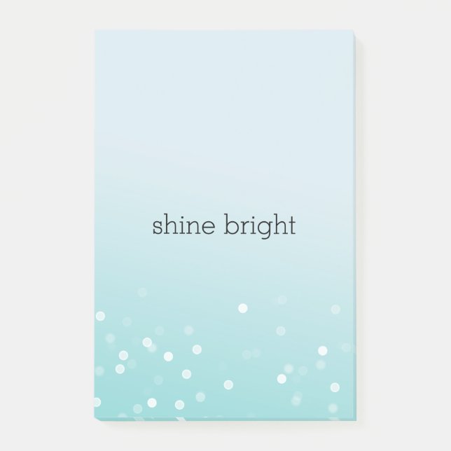 Bloco De Notas Aqua Ombre Branco Bokeh Confetes Pontos (Frente)