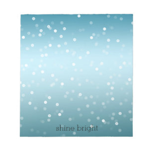 Bloco De Notas Aqua Ombre White Bokeh Confetti