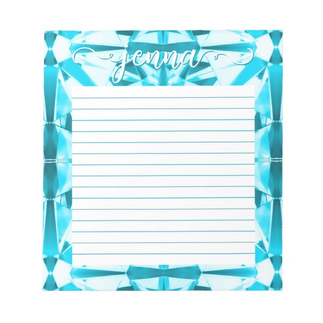 Bloco De Notas Aquamarine Gemstone Vinculado Personalizado (Frente)