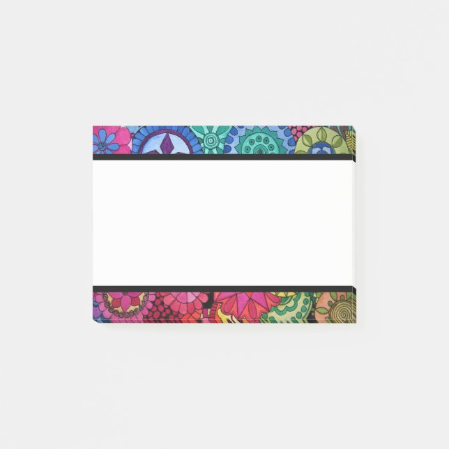 Bloco De Notas Aquarela Arco-Íris Cores Mandala (Frente)