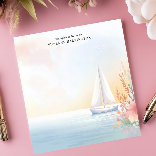 Bloco De Notas Aquarela Barco Floral Personalizado (Criador carregado)