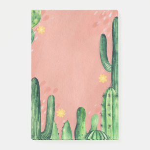 Bloco De Notas Aquarela cacto verde rosa fofo. Suculentas