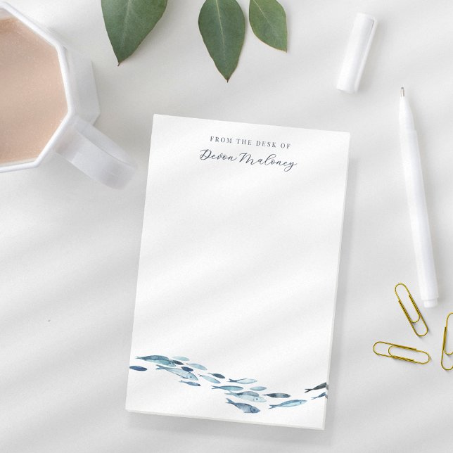 Bloco De Notas Aquarela Costeira Peixe Personalizado (Criador carregado)