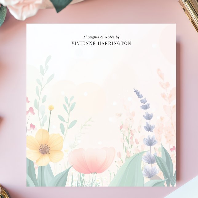 Bloco De Notas Aquarela de Flor Silvestre Pastel Personalizada (Criador carregado)