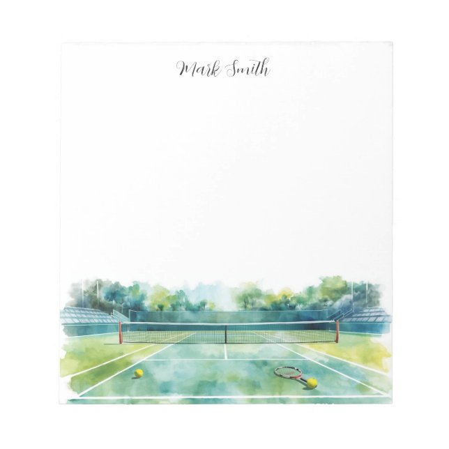 Bloco De Notas Aquarela de quadra de tênis (Frente)