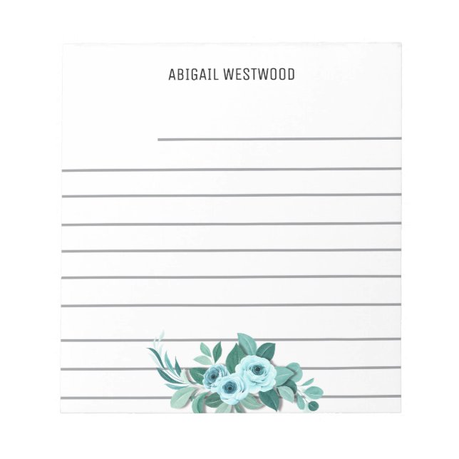 Bloco De Notas Aquarela de rosa Nome Personalizado Mamãe (Frente)
