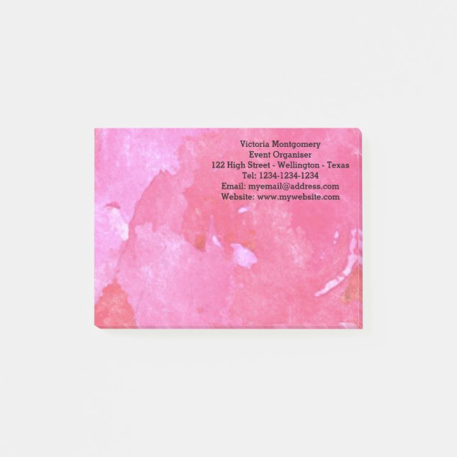 Bloco De Notas Aquarela de Rosa Rosa (Frente)