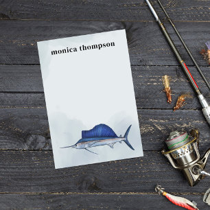 Bloco De Notas Aquarela Elegante Moderna Simples Azul Veleiro