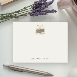 Bloco De Notas Aquarela Feminina Livros Antigos e Flores Silvestr