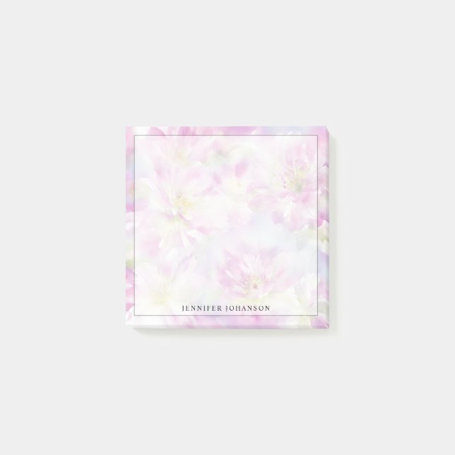 Bloco De Notas Aquarela Feminina Rosa Floral (Frente)