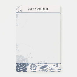 Bloco De Notas Aquarela Floral Azul Marinho com Nome