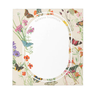 Bloco De Notas Aquarela Flores e Borboletas Jardim Floral