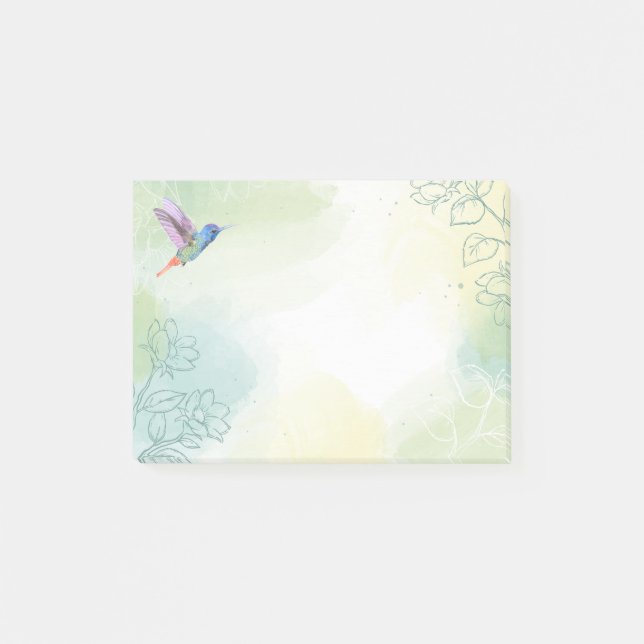 Bloco De Notas Aquarela Hummingbird Garden Bird Nature Art (Frente)