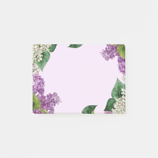 Bloco De Notas Aquarela Lilac Shrub Garden Flowers Art (Frente)