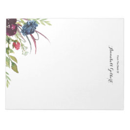 Bloco De Notas Aquarela Moderna Floral Verde Burgundy Azul