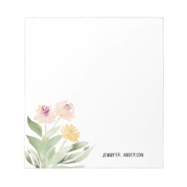 Bloco De Notas Aquarela Moderna Verde Floral Personalizada