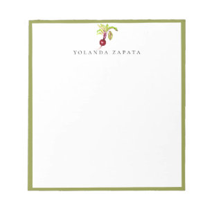 Bloco De Notas Aquarela Moldura Verde Beterraba