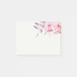 Bloco De Notas Aquarela Natural Elegante Boho Floral Feather