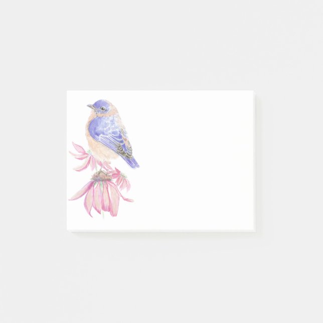 Bloco De Notas Aquarela Oriental Bluebird Blue Bird Art (Frente)