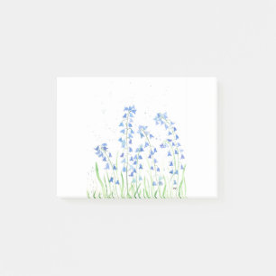 Bloco De Notas Aquarela sinos azuis flores floresta bosques chic