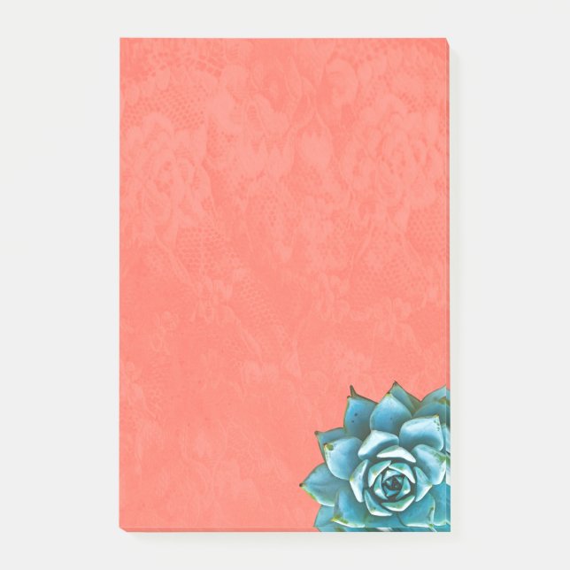 Bloco De Notas Aquarela Suculta no Lace Laranja (Frente)