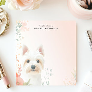 Bloco De Notas Aquarela Westie Floral Personalizada