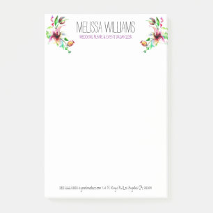 Bloco De Notas Aquarelas Verão Flores Coloridas Ilustração