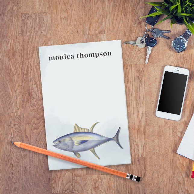 Bloco De Notas Aquário Elegante Moderno Cor de Água Pescado Azul  (Criador carregado)