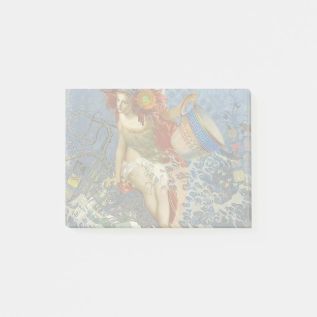 Bloco De Notas Aquarius Mermaid Gótica Arte Azul (Frente)