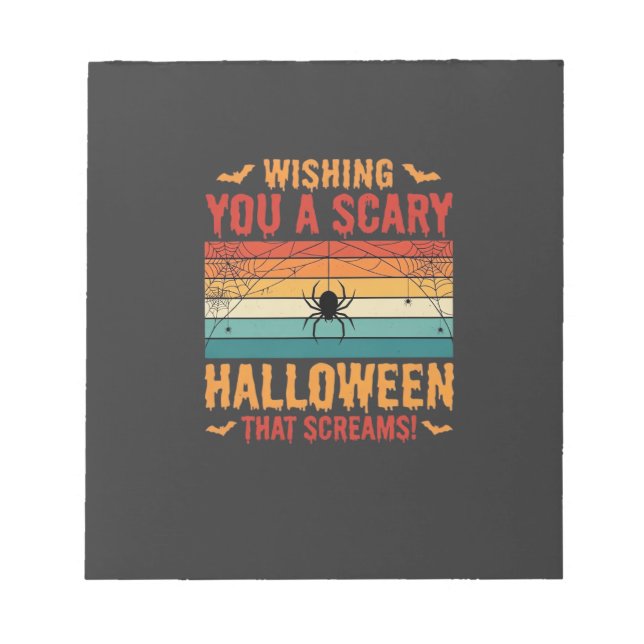 Bloco De Notas Aranha Assustadora de Halloween Teia Design do Pôr (Frente)