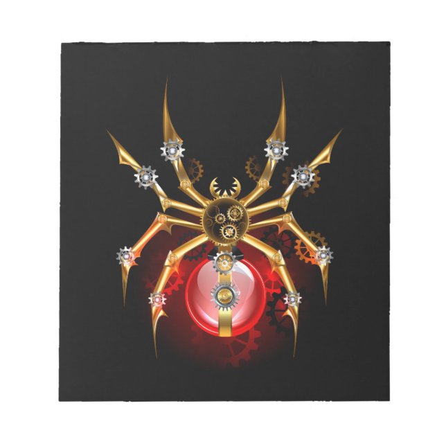 Bloco De Notas Aranha steampunk em preto (Frente)