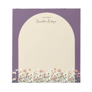 Bloco De Notas Arco de Borda de Flor Selvagem Boho Chic