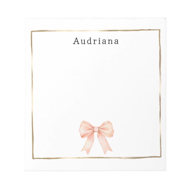 Bloco De Notas Arco de Pêssego Bonito Personalizado  (Frente)