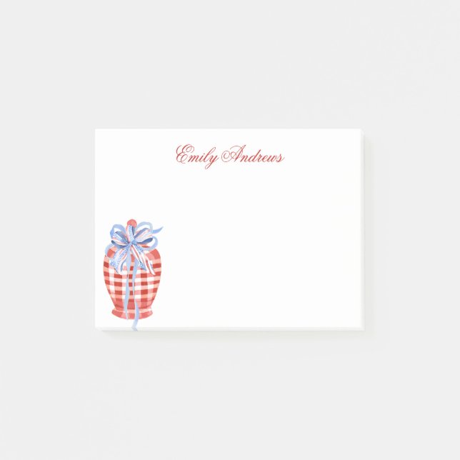 Bloco De Notas Arco Gingham Ginger Jar, Vermelho e Branco, de Aqu (Frente)
