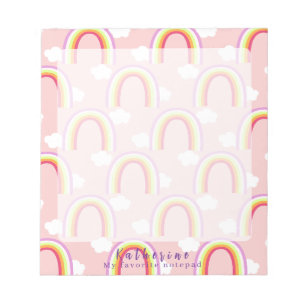 Bloco De Notas Arco-íris com Nuvem Rosa