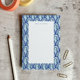 Bloco De Notas Arco-íris de Aquarela Boêmia em Azul