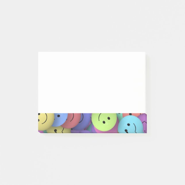 Bloco De Notas Arco-Íris de Rostos Felizes Coloridos (Frente)
