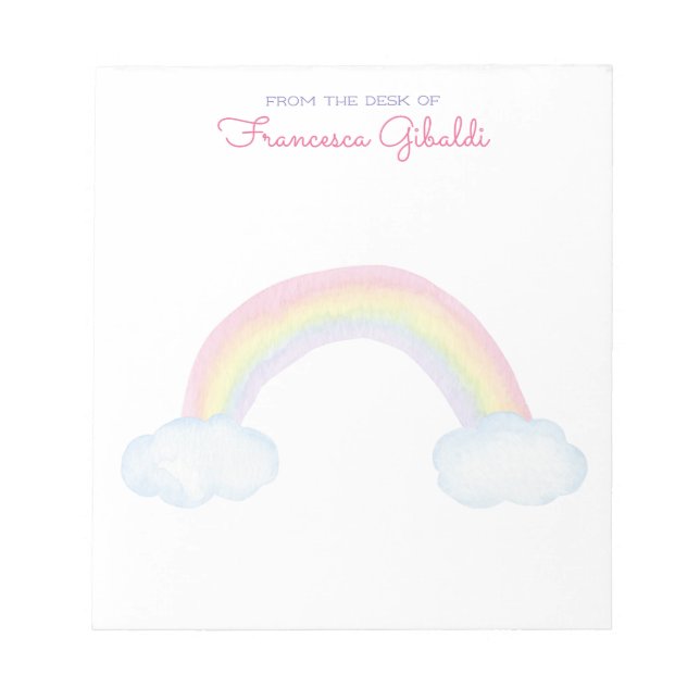 Bloco De Notas Arco-Íris e Nuvens Aquarelas da Mesa (Frente)