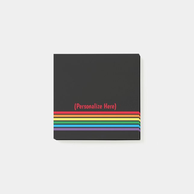 Bloco De Notas Arco-Íris Negrito Moderno com Fundo Negro (Frente)