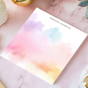 Bloco De Notas Arco-íris Pastel Suave de Aquarela Nome Personaliz