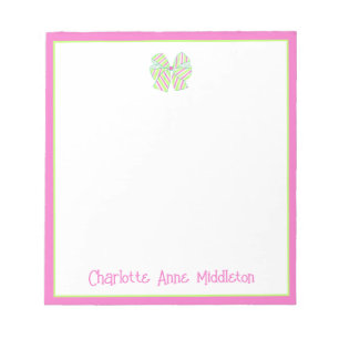 Bloco De Notas Arco Preppy Pink e Green Stripe Personalizado