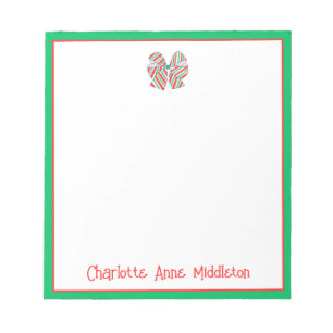 Bloco De Notas Arco Red e Green Stripe Feriado Personalizado