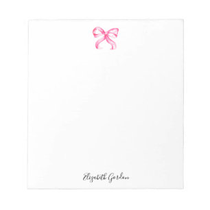 Bloco De Notas Arco Rosa Coquette Aquarela Fofo Nome Personalizad