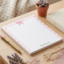 Bloco De Notas Arco Rosa Coquette Aquarela Fofo Nome Personalizad