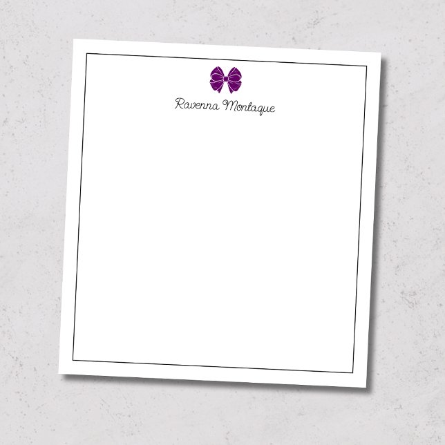Bloco De Notas Arco Roxo Ameixa Borda Script Nome Personalizado S (Criador carregado)