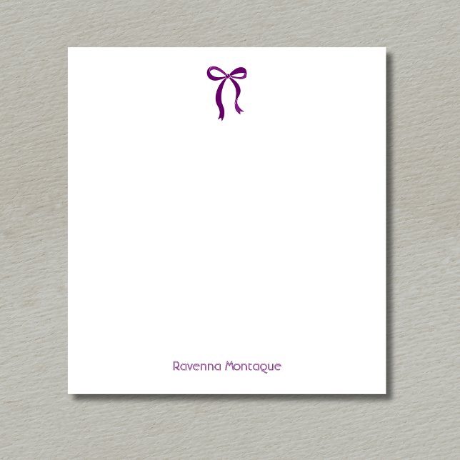 Bloco De Notas Arco Roxo Ameixa Simples Script Nome Personalizado (Criador carregado)